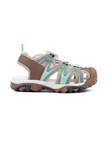 mikk-line Halbsandalen in Hellbraun/ Beige/ Mint