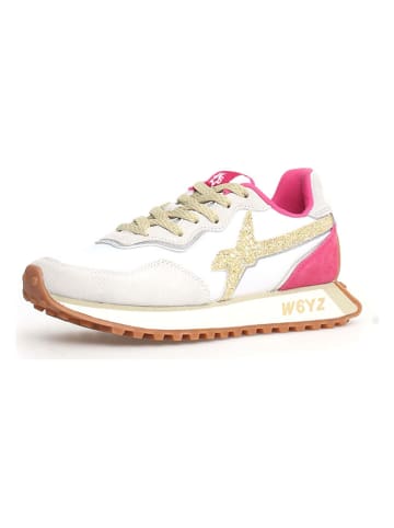 W6YZ Leder-Sneakers in Creme/ Pink