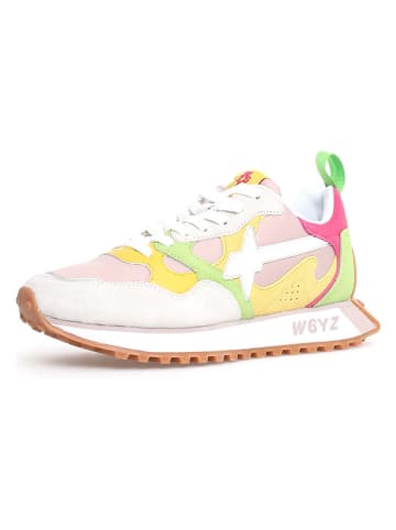 W6YZ Leder-Sneakers in Weiß/ Pink/ Grün