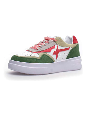 W6YZ Leder-Sneakers in Weiß/ Grün