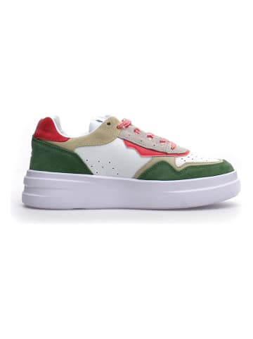 W6YZ Leder-Sneakers in Weiß/ Grün