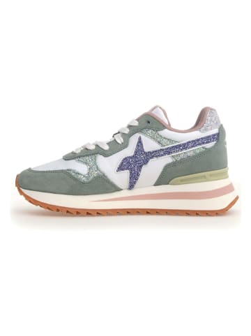 W6YZ Leder-Sneakers in Weiß/ Grün
