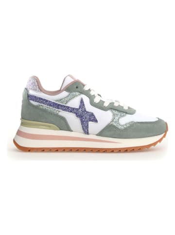 W6YZ Leder-Sneakers in Weiß/ Grün