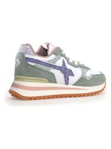 W6YZ Leder-Sneakers in Weiß/ Grün