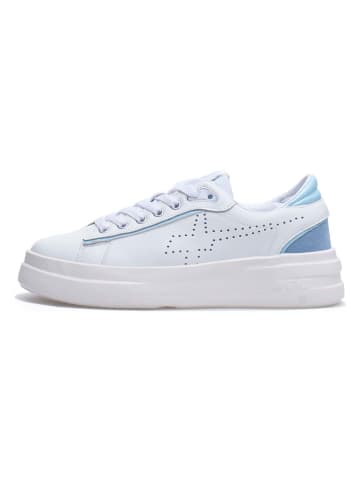 W6YZ Leder-Sneakers in Weiß/ Hellblau