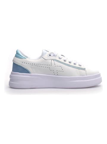 W6YZ Leder-Sneakers in Weiß/ Hellblau
