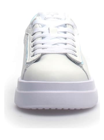 W6YZ Leder-Sneakers in Weiß/ Hellblau