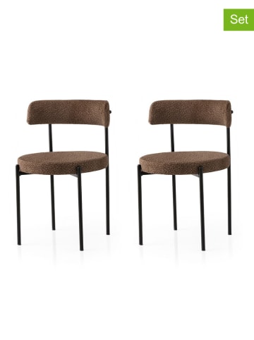 Evila 2-delige set: eetkamerstoelen "Gini" bruin - (B)48,5 x (H)75,5 x (D)50,5 cm