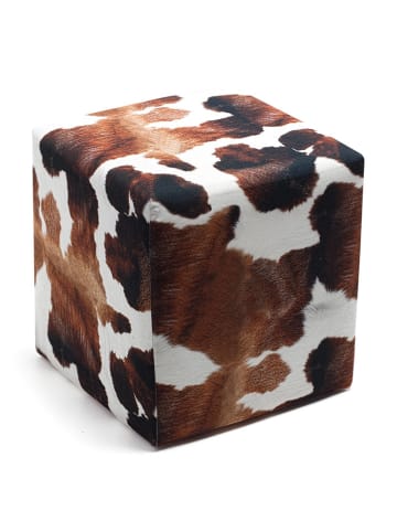 Evila Poef "Milky" bruin/zwart/wit - (B)40 x (H)40 x (D)40 cm