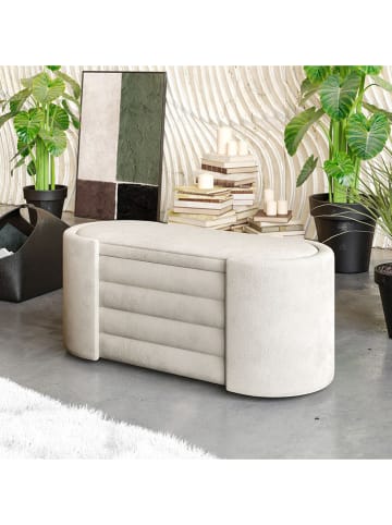 Evila Hocker w kolorze kremowym ze schowkiem - 105 x 42 x 42 cm