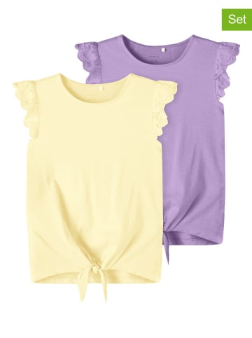 name it 2-delige set: shirts paars/geel