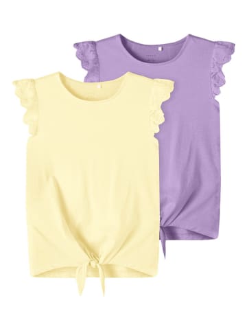 name it 2er-Set: Shirts in Lila/ Gelb