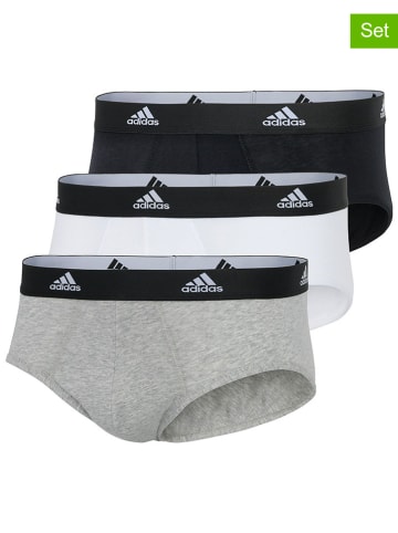 adidas 3er-Set: Slips in Grau/ Weiß/ Schwarz