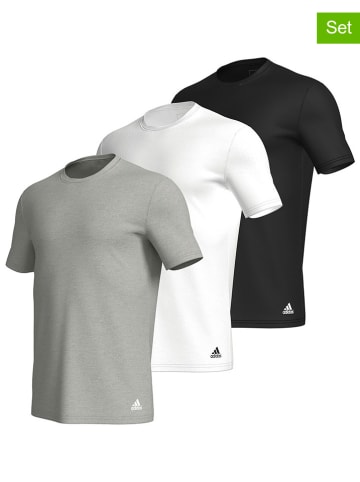 adidas 3er-Set: Shirts in Weiß/ Grau/ Schwarz