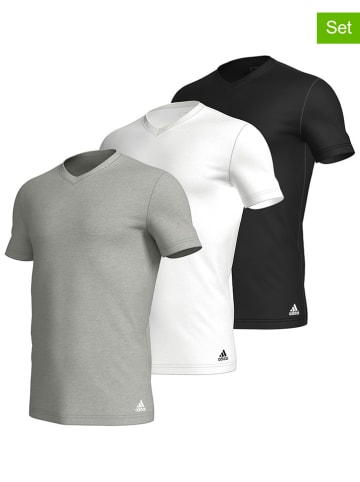 adidas Koszulki (3 szt.) w kolorze szarym, białym i czarnym