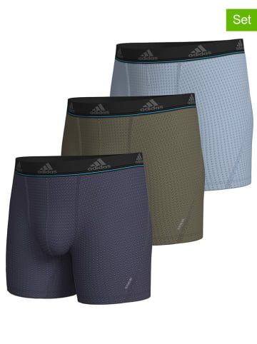 adidas 3er-Set: Boxershorts in Dunkelblau/ Khaki/ Hellblau