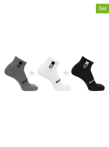 SALOMON 3er-Set: Funktionssocken "Everyday Ankle" in Grau/ Weiß/ Schwarz