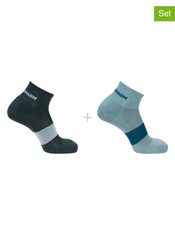 SALOMON 2-delige set: functionele sokken "Evasion Ankle" turquoise
