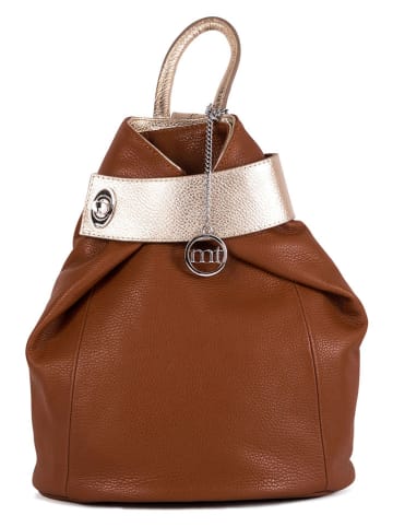 Mia Tomazzi Leder-Rucksack in Hellbraun - (B)28 x (H)35 x (T)13 cm