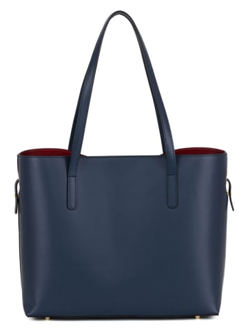 Mia Tomazzi Skórzana torebka w kolorze granatowym - 35 x 30 x 15 cm