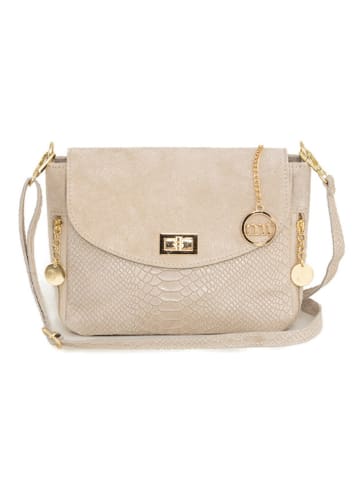 Mia Tomazzi Leren schoudertas "Marostica" beige - (B)26 x (H)21 x (D)10 cm