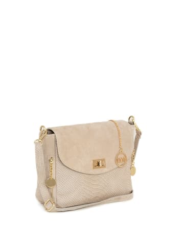 Mia Tomazzi Leren schoudertas "Marostica" beige - (B)26 x (H)21 x (D)10 cm