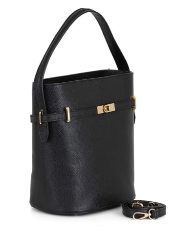 Mia Tomazzi Leder-Henkeltasche "Lattanzio" in Schwarz - (B)30 x (H)27 x (T)16 cm