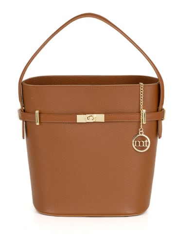Mia Tomazzi Leren handtas "Lattanzio" cognackleurig - (B)30 x (H)27 x (D)16 cm