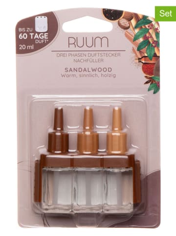 Ruum 6er-Set: 3-Phasen -Duftstecker-Nachfüller "Sandalwood" - 6x 20 ml