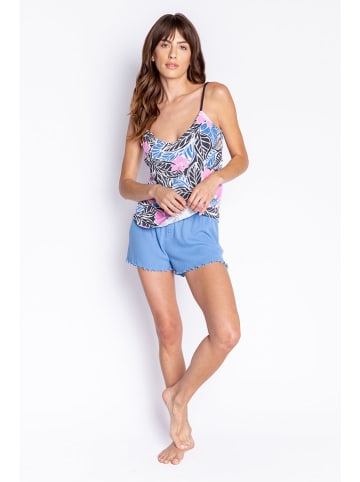 PJ Salvage Pyjama-Oberteil in Dunkelblau/ Blau/ Rosa
