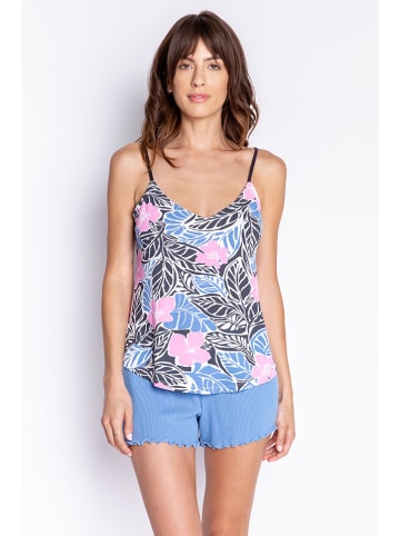 PJ Salvage Pyjama-Oberteil in Dunkelblau/ Blau/ Rosa