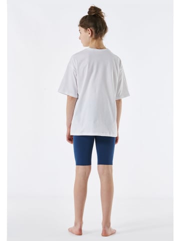 Schiesser Pyjama wit/donkerblauw