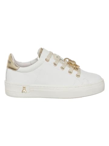 Patrizia Pepe Leder-Sneakers in Weiß/ Gold