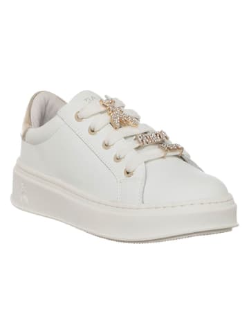 Patrizia Pepe Leder-Sneakers in Weiß/ Gold