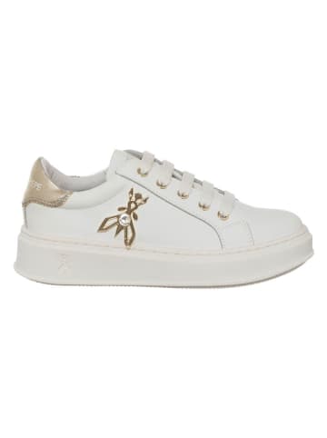 Patrizia Pepe Leren sneakers wit/goudkleurig
