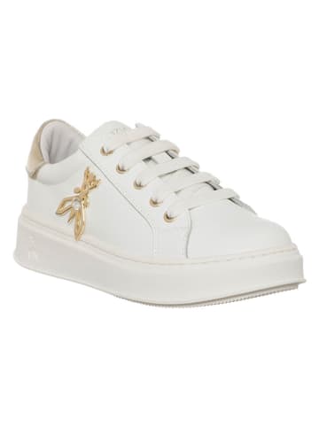 Patrizia Pepe Leder-Sneakers in Weiß/ Gold