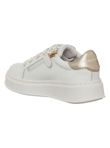 Patrizia Pepe Leder-Sneakers in Weiß/ Gold