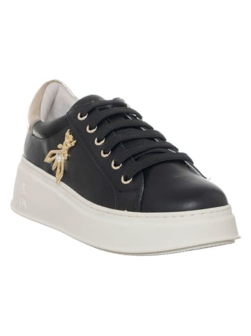 Patrizia Pepe Leder-Sneakers in Schwarz/ Gold