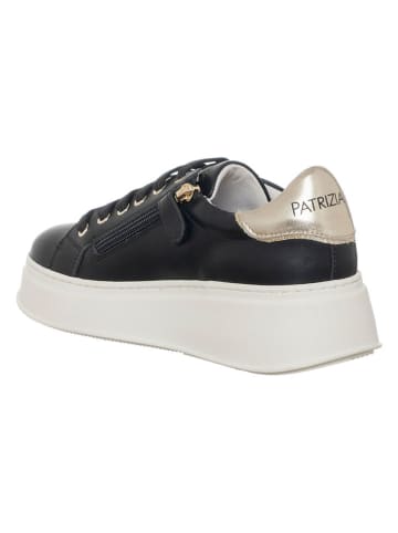Patrizia Pepe Leren sneakers zwart/goudkleurig