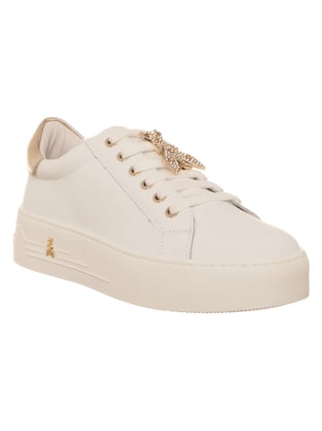 Patrizia Pepe Leder-Sneakers in Weiß/ Gold