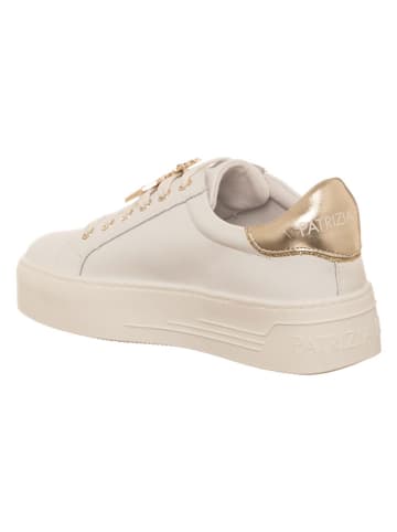 Patrizia Pepe Skórzane sneakersy w kolorze złoto-białym