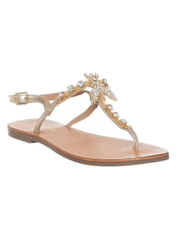 Patrizia Pepe Leder-Zehensandalen in Silber