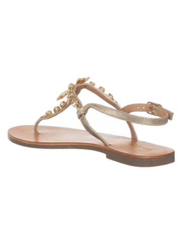 Patrizia Pepe Leder-Zehensandalen in Silber