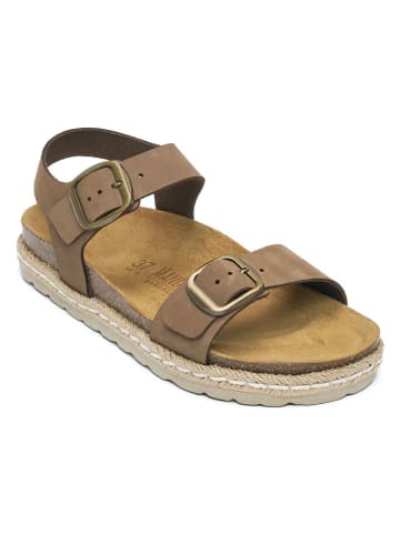 Mandel Leder-Sandalen in Braun