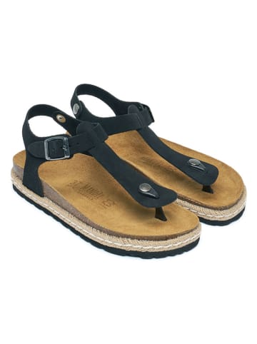 Mandel Leder-Zehensandalen in Schwarz