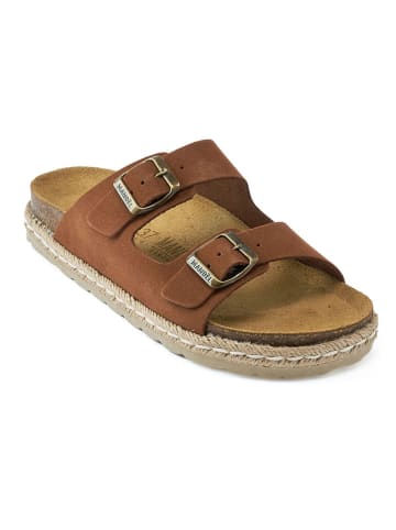 Mandel Leren slippers bruin