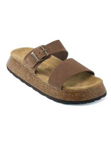 Mandel Leren slippers bruin