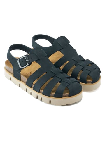 Mandel Leder-Halbsandalen in Schwarz