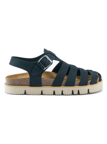Mandel Leder-Halbsandalen in Schwarz