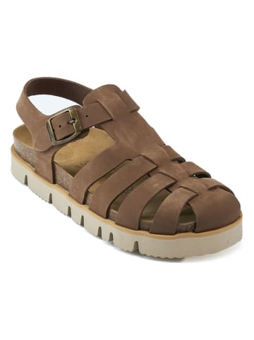 Mandel Leder-Halbsandalen in Braun
